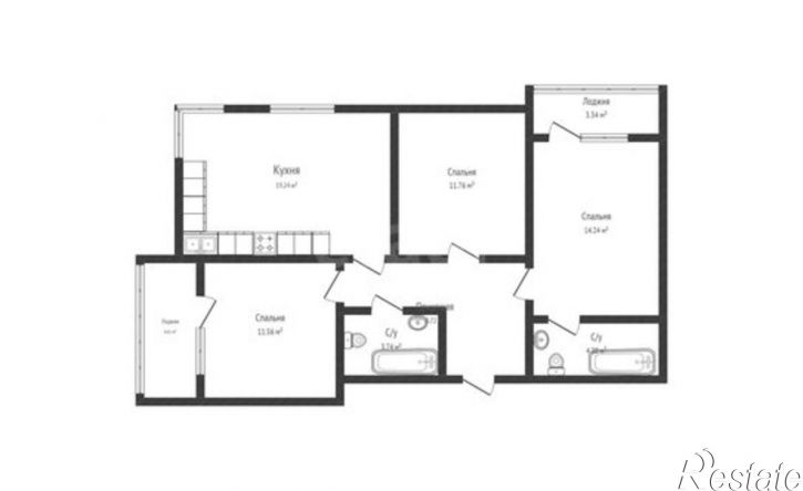 3-комн квартира ул им. Героя Дангириева, 2,  д. 2