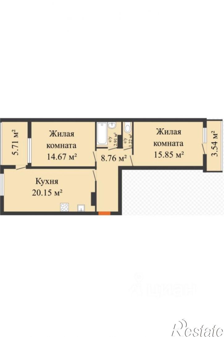 3-комн квартира микрорайон Любимово, 2