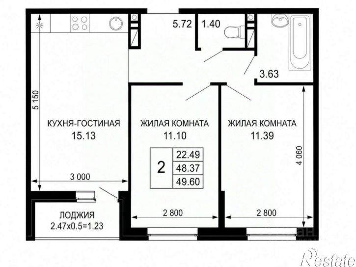 2-комн квартира ул Скандинавская, 1 11,  д. 1 11,  к. 11