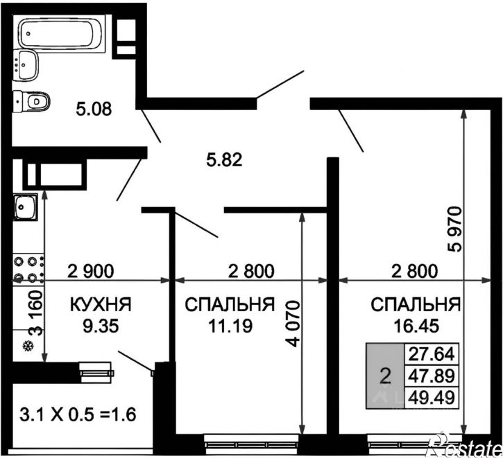 2-комн квартира ул им. Петра Метальникова, 38,  д. 38