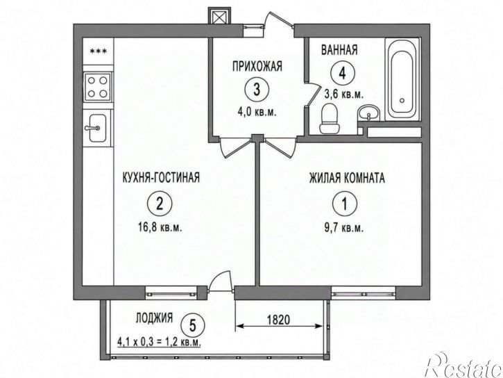 1-комн квартира Фестивальный