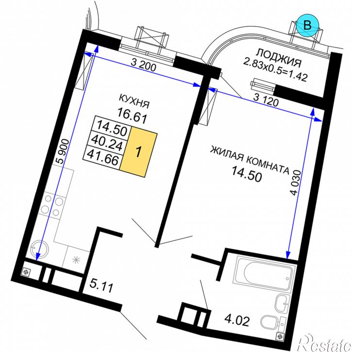 1-комн квартира в новом доме г. Краснодар, ул. Воронежская, 47/14, Литер 13