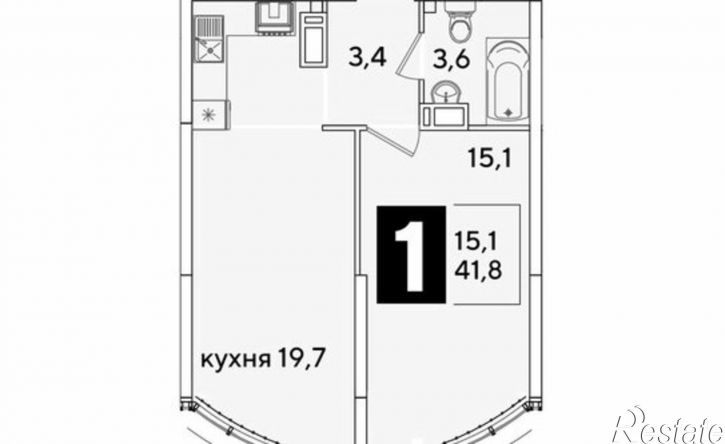 1-комн квартира в новом доме ЖК Самолёт-6