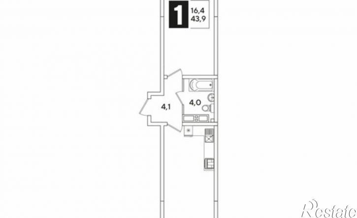 1-комн квартира в новом доме ЖК Самолёт-6