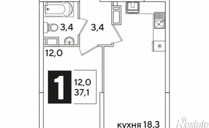 1-комн квартира в новом доме ЖК Самолёт-6