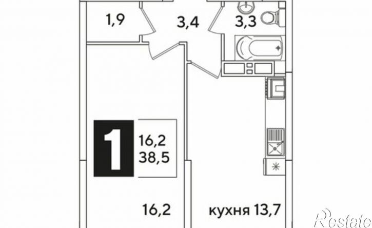 1-комн квартира в новом доме ЖК Самолёт-6