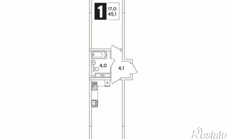 1-комн квартира в новом доме ЖК Самолёт-6