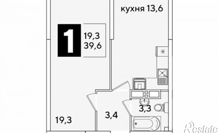 1-комн квартира в новом доме ЖК Самолёт-6