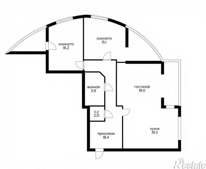 3-комн квартира Азовская улица, д.17