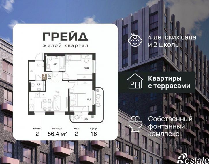 2-комн квартира в новом доме микрорайон Плодородный-2