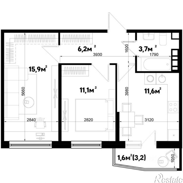 2-комн квартира в новом доме ул им. генерала Корнилова, 14/1,  д. 14/1