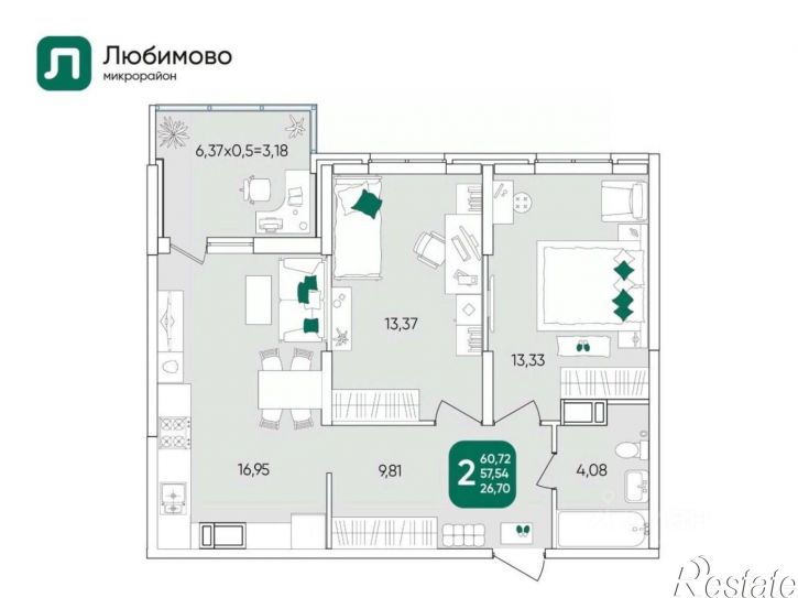 2-комн квартира городской округ Краснодар