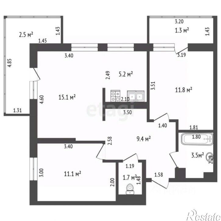 2-комн квартира ул Конгрессная, 41 1,  д. 41 1,  к. 1