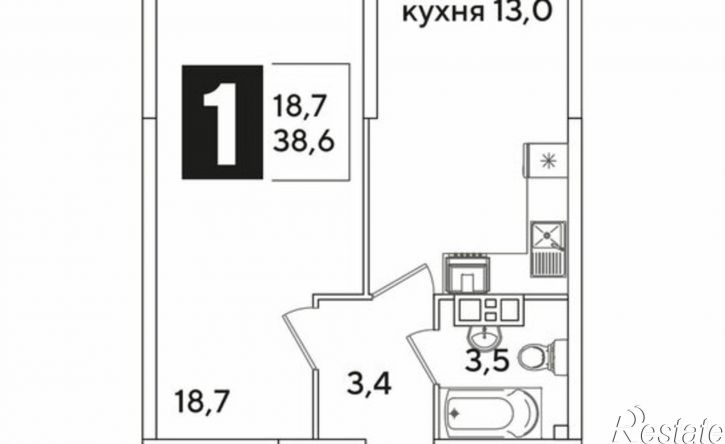 1-комн квартира в новом доме ЖК Самолёт-6