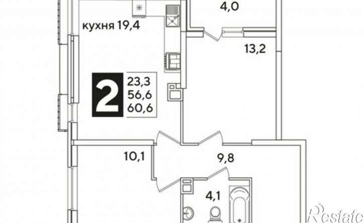 2-комн квартира в новом доме ЖК Самолёт-6