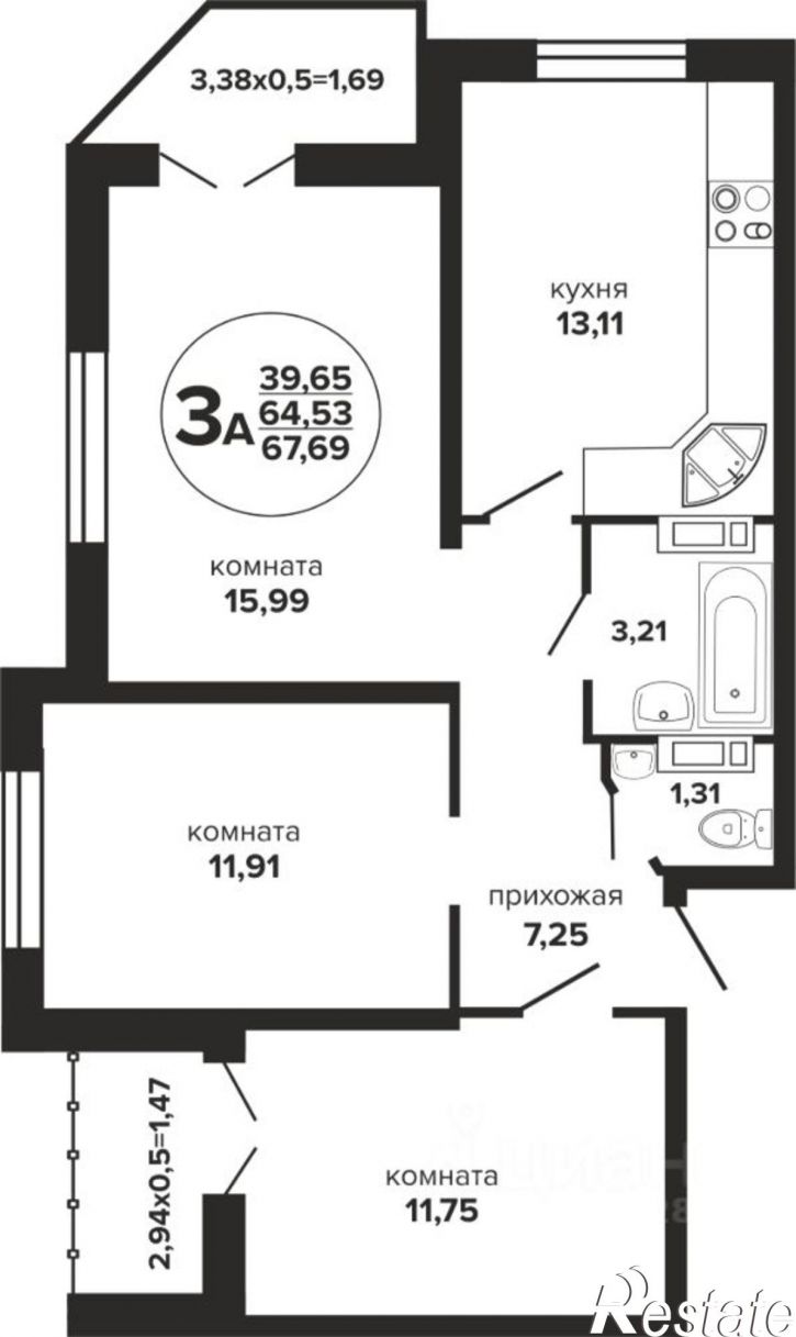 3-комн квартира в новом доме ул им. Дунаевского И.И., 27Б,  д. 27Б
