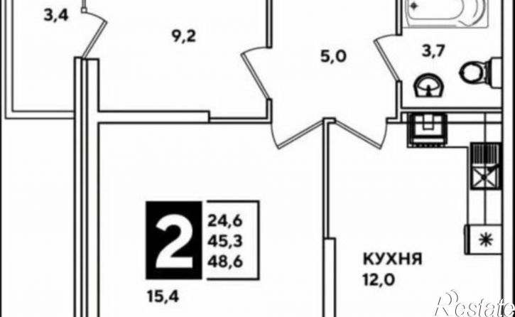 2-комн квартира улица имени Героя Пешкова, 14к2