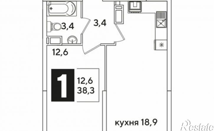 1-комн квартира в новом доме ЖК Самолёт-6
