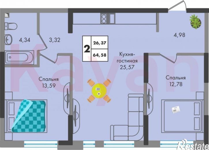 2-комн квартира им. генерала Корнилова ул.