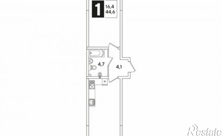 1-комн квартира в новом доме ЖК Самолёт-6