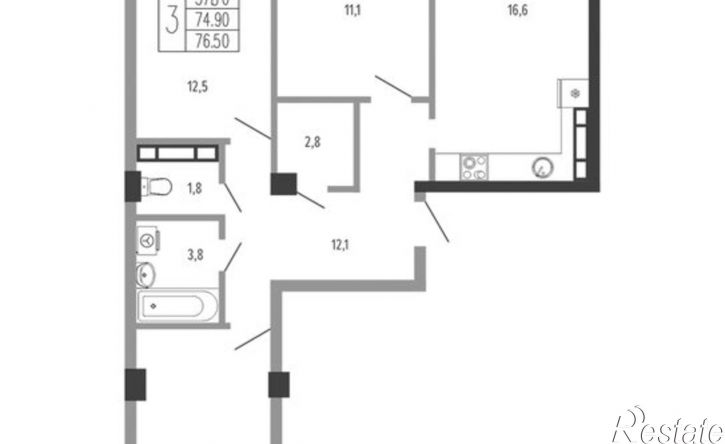 3-комн квартира Круговая улица, 4/1к4