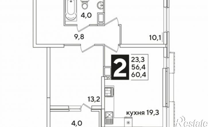 2-комн квартира в новом доме ЖК Самолёт-6