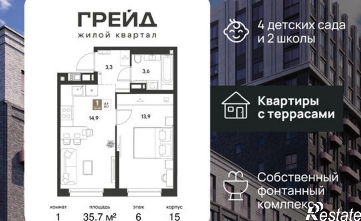 1-комн квартира в новом доме Константиновская улица, 5,  д. 5