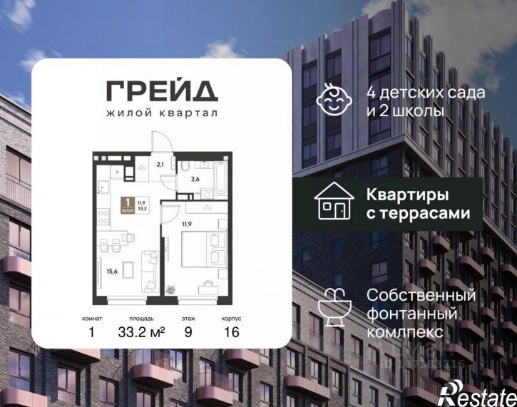 1-комн квартира в новом доме Константиновская улица, 1,  д. 1