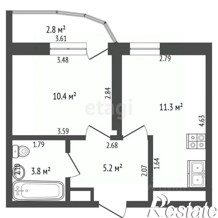 1-комн квартира Воронежская улица, 47/14,  д. 47/14