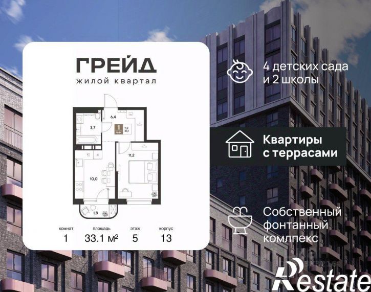 1-комн квартира в новом доме микрорайон Плодородный-2