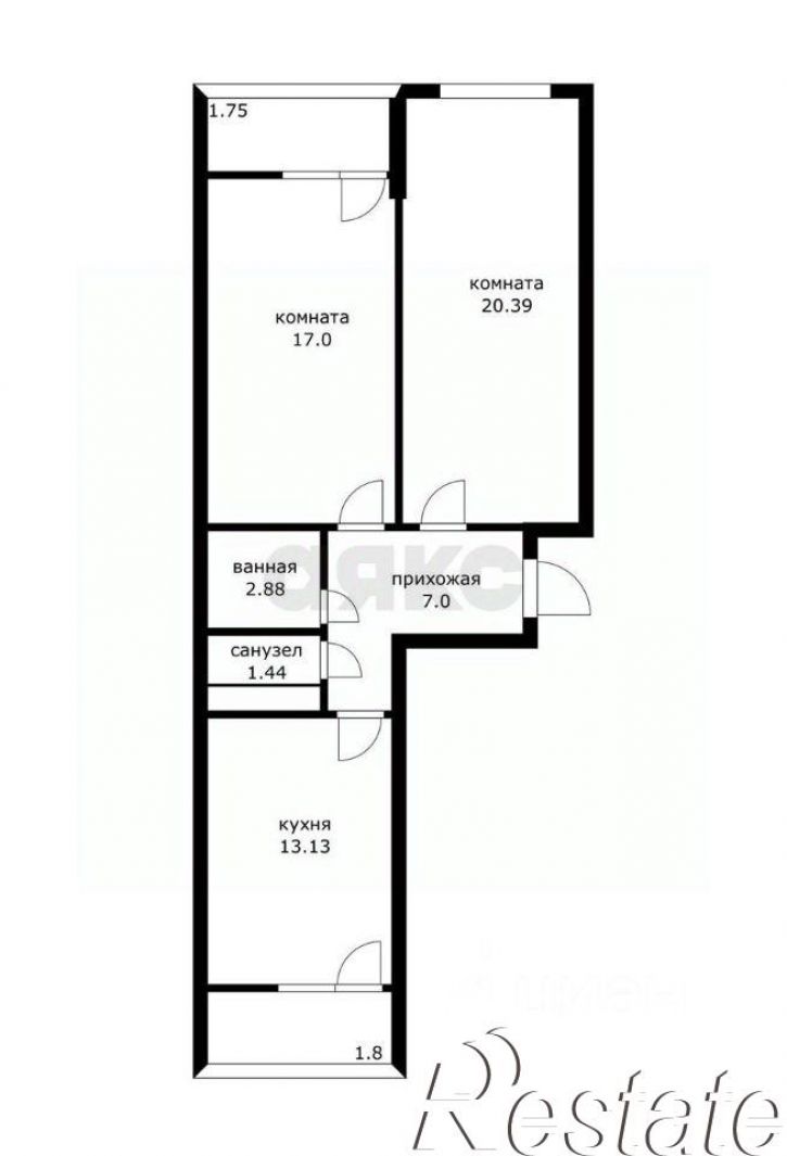2-комн квартира Заполярная улица, 39 к8,  д. 39 к8