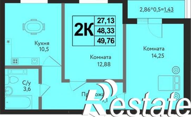 2-комн квартира в новом доме улица имени Владимира Жириновского, 7 к2,  д. 7 к2