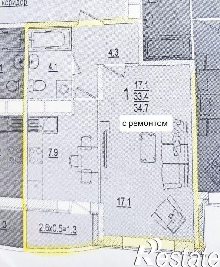 1-комн квартира улица Садовое Кольцо, 1,  д. 1