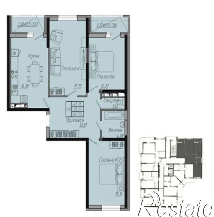 3-комн квартира Стахановская улица, 1/5 к3,  д. 1/5 к3