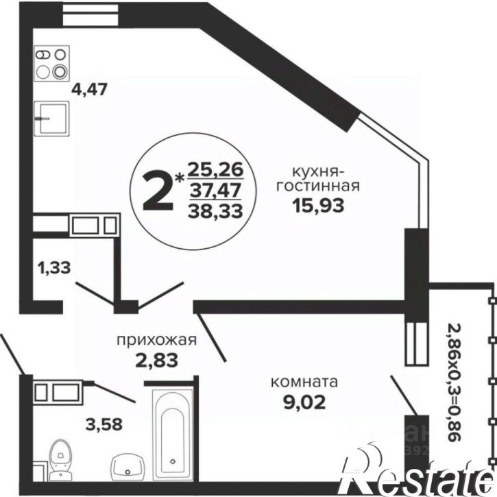 2-комн квартира в новом доме Российская улица, 257/7,  д. 257/7