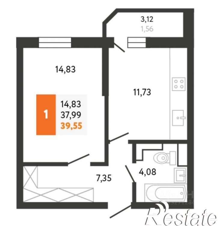 1-комн квартира проезд Репина, 32,  д. 32