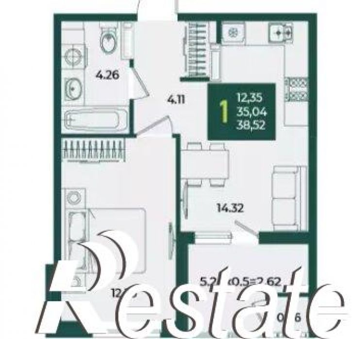 1-комн квартира улица Адмирала Макарова, 5 к3,  д. 5 к3