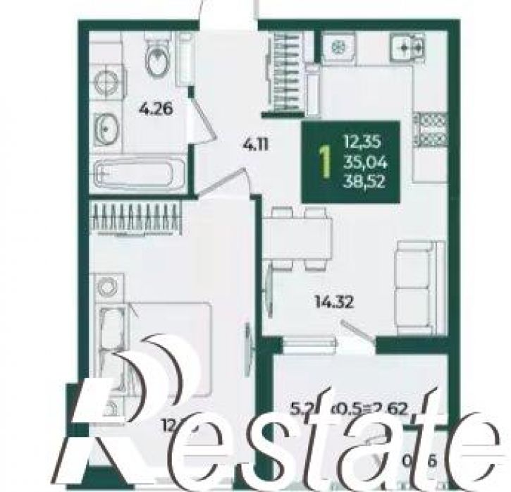 1-комн квартира улица Адмирала Макарова, 5 к3,  д. 5 к3