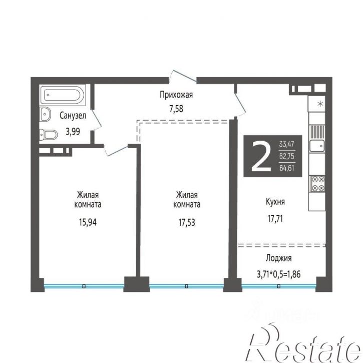 2-комн квартира в новом доме Обрывная улица, 132/1 к3,  д. 132/1 к3