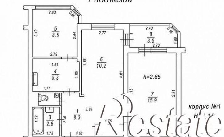 2-комн квартира Российская улица, 79/3 к1,  д. 79/3 к1