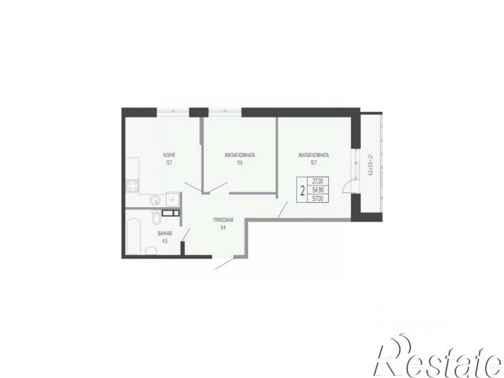2-комн квартира в новом доме Круговая улица, 4/1 к5,  д. 4/1 к5
