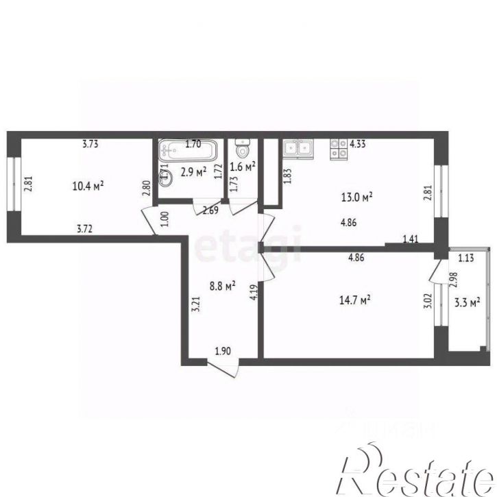2-комн квартира улица Западный Обход, 39/1 к6,  д. 39/1 к6