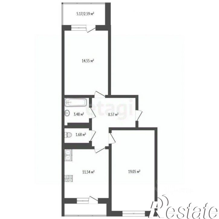 2-комн квартира улица Петра Метальникова, 3/1 к1,  д. 3/1 к1