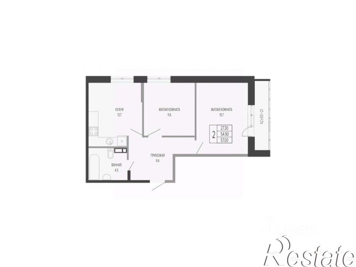 2-комн квартира в новом доме Круговая улица, 4/1 к5,  д. 4/1 к5