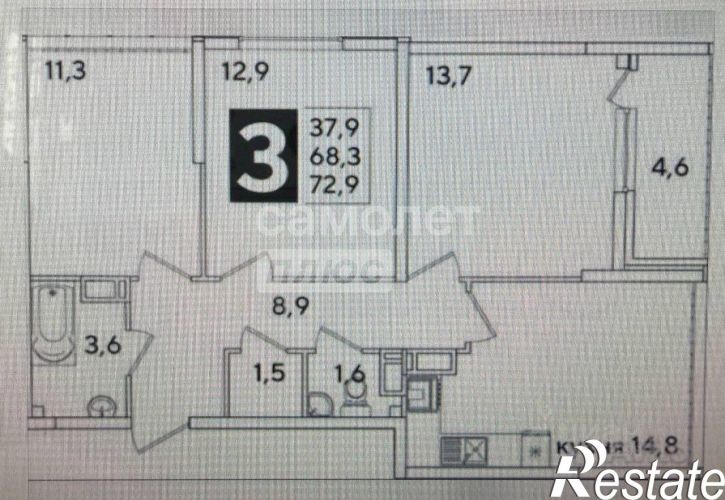 3-комн квартира улица Ивана Беличенко, 88 к1,  д. 88 к1