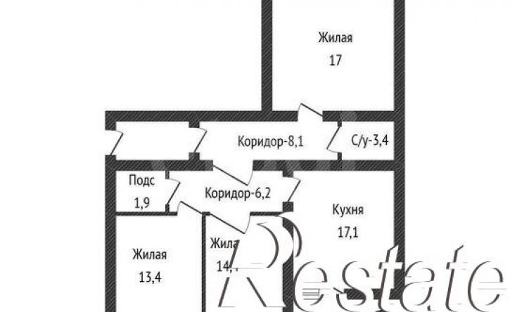 3-комн квартира Зиповская улица, 68,  д. 68