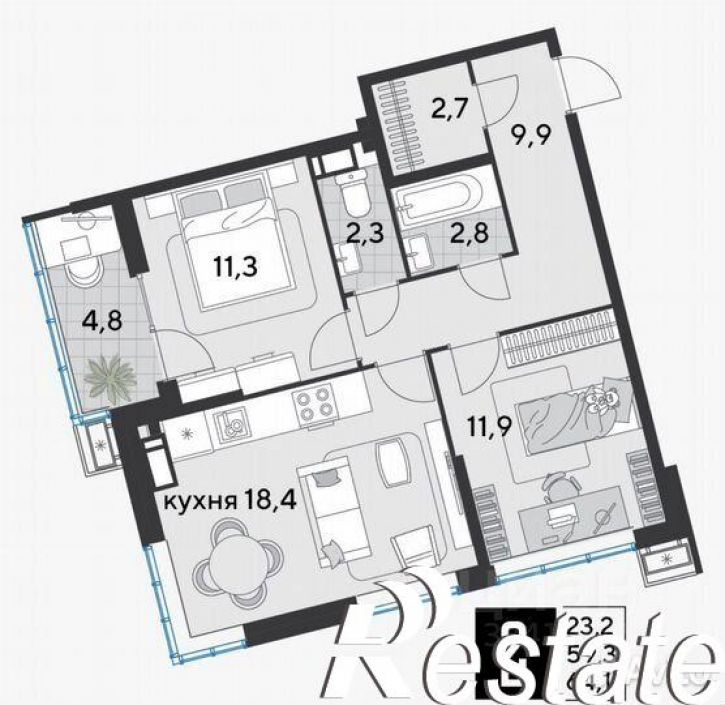 2-комн квартира улица имени Героя Ростовского, 16 сД,  д. 16 сД