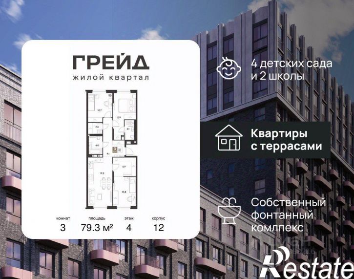 3-комн квартира в новом доме микрорайон Плодородный-2