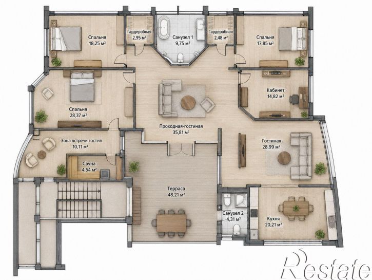 5-комн квартира улица Красина, 9/1 к3,  д. 9/1 к3