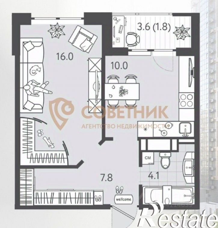 1-комн квартира Колхозная улица, 5/2 к3,  д. 5/2 к3